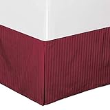 Royal Tradition Damask Striped 300-Thread-Count, 100-Percent Cotton Queen Pleated Tailored, 15-Inch Drop, Split Corners Bed Skirt, Burgundy