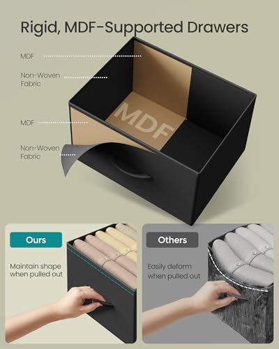 SONGMICS Dresser for Bedroom, Chest of Drawers, Steel, MDF, 7 Non-Woven Fabric Drawers, Storage Organizer Unit, Closet, Entryway, Ink Black and Ebony Black ULGS323BH03 - Image 6