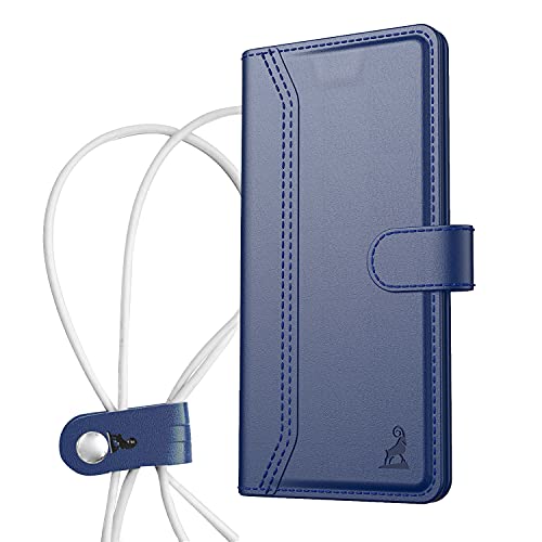 Image of AIBEX Premium Flip Case Cover Shockproof PU Leather Flip Case Foldable Stand & Pocket Magnetic Closure for Vivo V21 5G - Blue