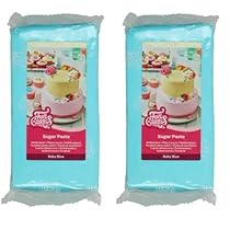 FunCakes Pasta di Zucchero Baby Blue: facile da usare, liscia, flessibile, morbida e pieghevole, perfetta per decorare torte, halal, kosher e senza glutine – 1000 g (Confezione da 2)
