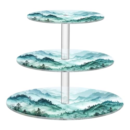 PYBUG Mountain 3 Tier Acrylic Cupcake Stands Tower,Dessert Table Display Set for Tea Party,Wedding,Birthday, Baby Shower