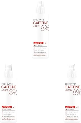 BOOM BUTTER Caffeine Biotine Yavaş Uzayan Kepeklenen Saçlar için Tonik 150 ML (3 paketi)
