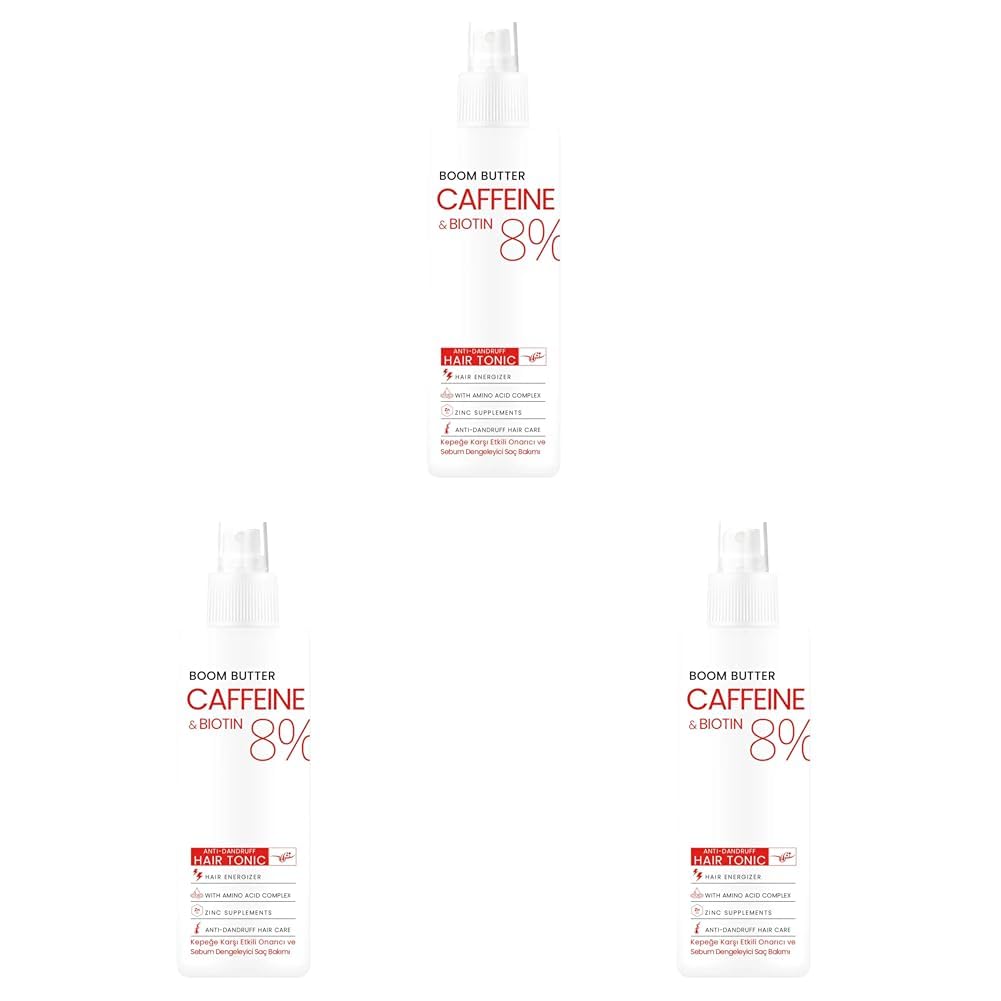 BOOM BUTTER Caffeine Biotine Yavaş Uzayan Kepeklenen Saçlar için Tonik 150 ML (3 paketi)