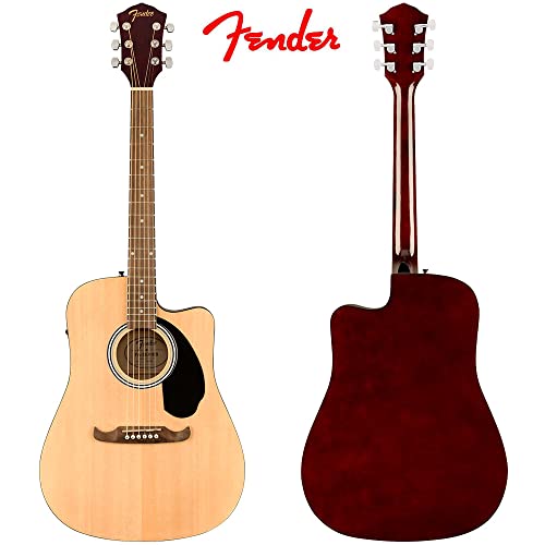 Fender FA-125CE Dreadnought Acoustic Guitar, Natural Finish - Image 3