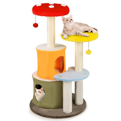 Tangkula Tree Mushroom para Gato 43 in con Rascadores y Condos miniatura 1