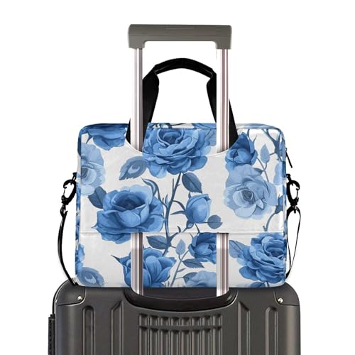 Funda para portátil con diseño floral azul, 13-15.6 pulgadas miniatura 3