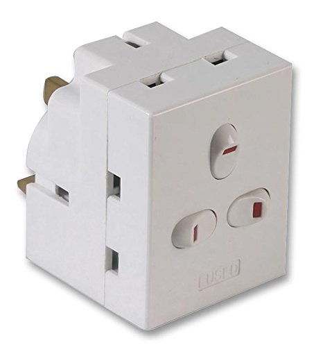Pro Elec 3 Way Plug Adaptor 13A - White - BS5733/A Approved - PELB1601