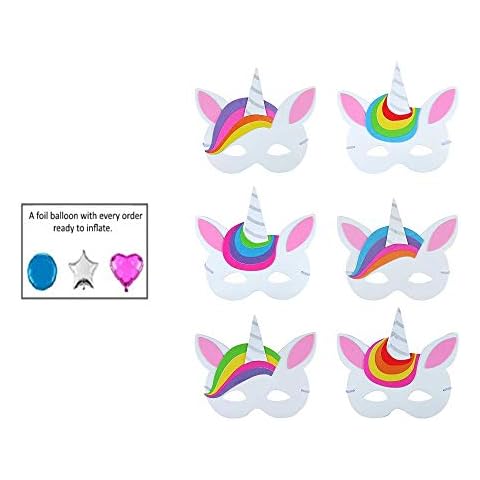GIRLS UNICORN DRESS UP FOAM MASKS - FANCY DRESS PARTY BAG FILLERS FACE MASK (8 Masks) Cover