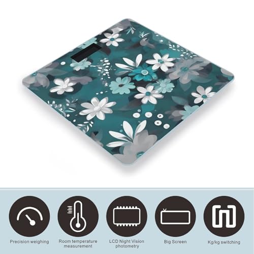 Báscula Digital de Baño 400lb Vidrio Templado Floral miniatura 3