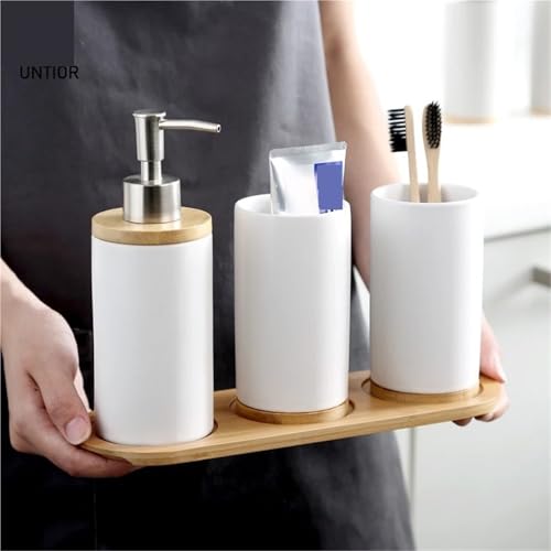 Soporte para cepillo de dientes y vaso de baño gris moderno 4