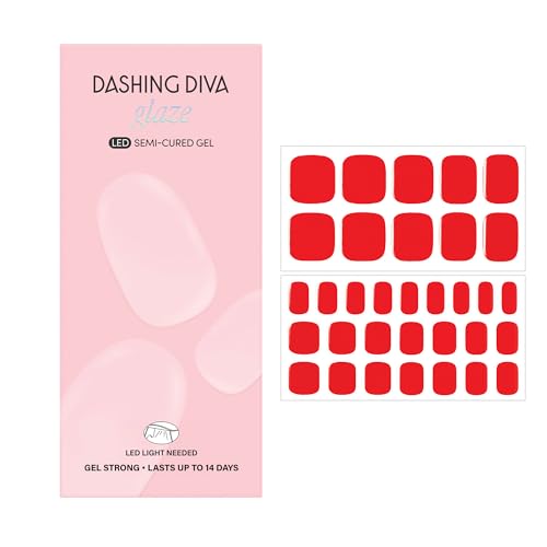 Dashing Diva Glaze Pedicure Nail Strip Set - Lifeguard Armour - Long Lasting Chip Resistant Semi-Cured Gel Nail Strips - Summer Gel Set - 4-Piece Manicure Kit with 32 Strips