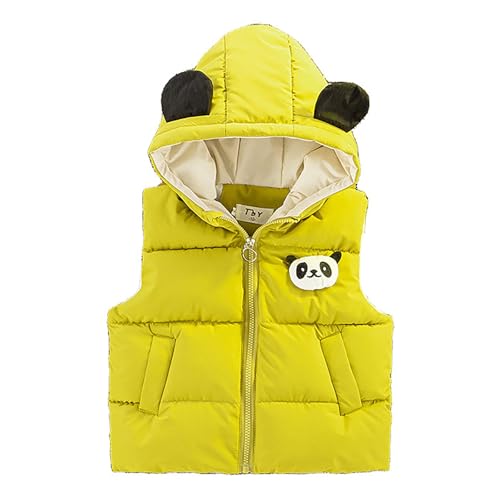 BILIKEYU Toddler Little Girls Boys Warm Puffer Vest Coat Lightweight Zip Up Sleeveless Cute Panda Hood Jackets