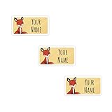 72 Personalized, Permanent, Durable, Iron-on Clothing Labels- Fox Design