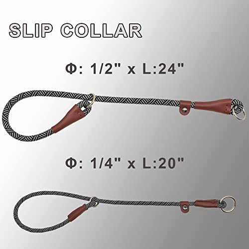 Sepxufore Slip Collar Dog Training Chock Collar, Round Nylon Rope Collar #TOP3