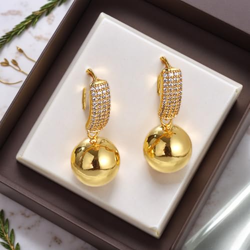 Hypoallergenic Gold Plated Drop Dangle Earrings for Women with Geometric Ball Design and Leverback Closure for Versatile Occasions3