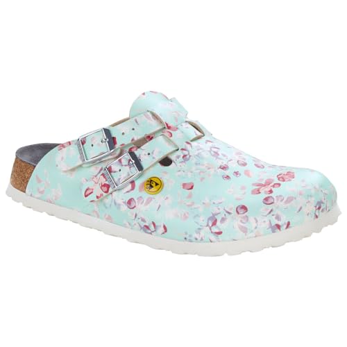 Birkenstock Damen Clogs Kay ESD Birko-Flor - Flowers Fields Mint - Schmal EU 39