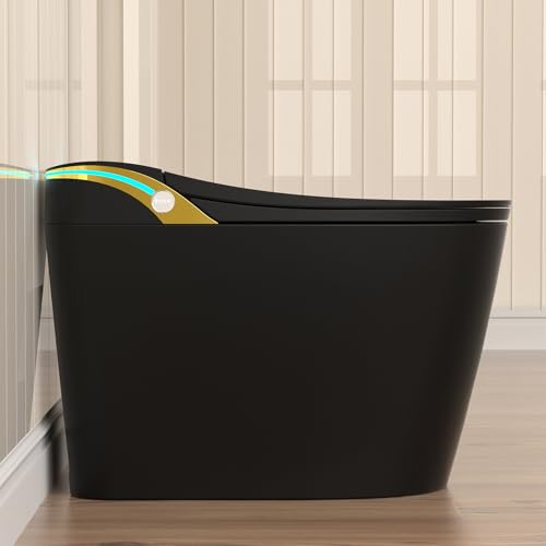 SouNor Black Smart Toilet with Bidet Built In, Heated Seat, Warm Water and Dry,ADA Comfort Height Foot Sensor and Night Light, Auto Flush, Auto Open & Close Lid