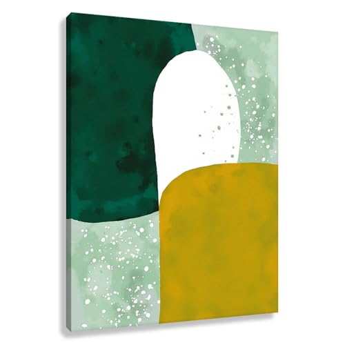 Novup Green Abstract Wall Art Canvas Print Earth Tones Decor Pictures Painting Nature Inspired Organic Shapes Living Room Bedroom 12X16Inch