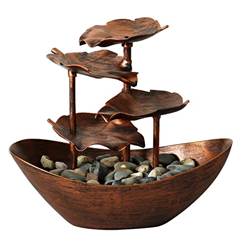 Lotus Leaf Cascade water Feature, Creative Cascading water Fountain, Garden water Feature Fountain met LED-verlichting, USB Charging, Indoor Outdoor Tabletop Fountain,C