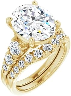 5 | 6 | 7 Ct Moissanite Engagement Ring & Solitaire Accent Wedding Bridal Ring Set In 10k 14k 18k Gold & 925 Sterling Silver Christmas Gift