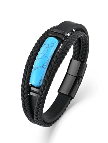 Turquoise Bracelet for Men Leather Men Bracelet