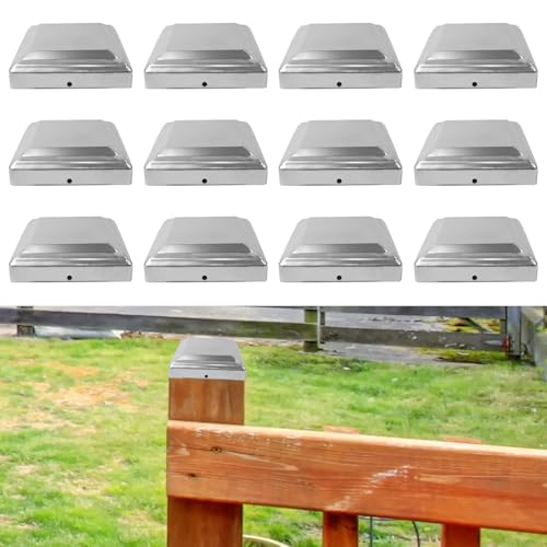 Remates Para Postes 10x10 cm (12 Unidades), Tapas Cuadradas De Acero Galvanizado, Cubiertas Resistentes Para Postes De Jardín O Vallas Metálicas