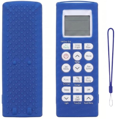 Image of SHOPOFLUX Silicone AC Remote Cover Compatible with LG AC Remote Full Wrap Protective Case with Lanyard [Remote NOT Included] (Blue)