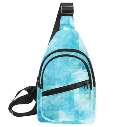 Mochila bandolera impermeable para hombre con estampado azul de copo de nieve