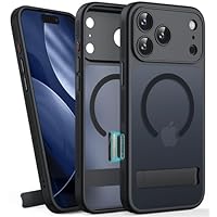 SIXBOX Coque Fine pour iPhone 17 Pro Max avec Support, Compatible avec MagSafe, Bouton de Capture de Contrôle de Caméra, Protection Camera, Militaire Mat Translucide Housse iPhone 17 Pro Max, Nior