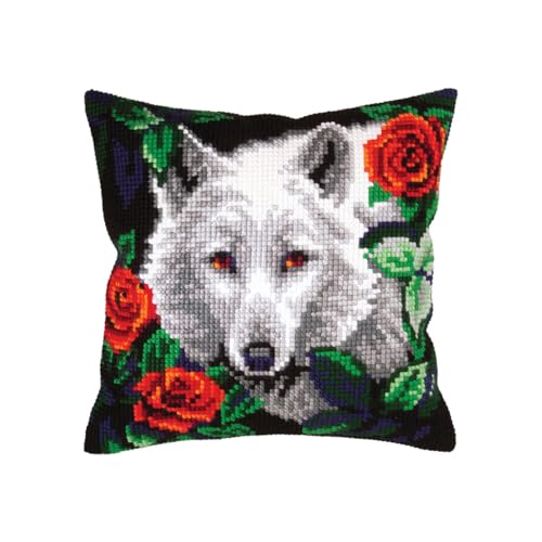 Cojín de cañamazo impreso Wolf Collection d'Art para bordar