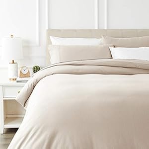 AmazonBasics Flanellen dekbedovertrekset – 200 x 200 cm / 50 x 80 cm x 2, beige