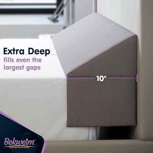 Wedge Pillow Headboard Bed Gap Filler King - Headboard Pillow Size 76 X 10 X 6 - Long Pillow for Bed Wedge Gap Filler with Large Pocket for Bed Accessories - Mattress Gap Filler King Bed (Grey) - Thumbnail 4