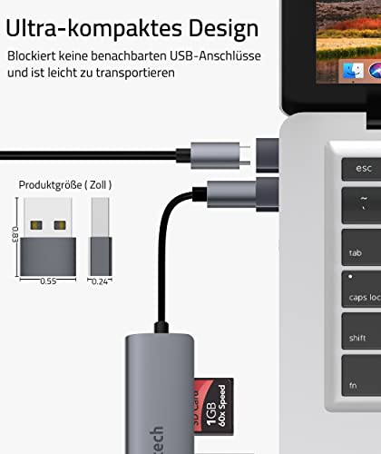 Syntech Adapter USB C auf USB (3er-Pack) [Aluminiumgehäuse,hohe Stabilität] Kompatibel mit AirPods, iPad mini/Air 7, iPhone 17/17Air/17e/16/15 Pro Max, Apple Watch Series 9/8/7 usw