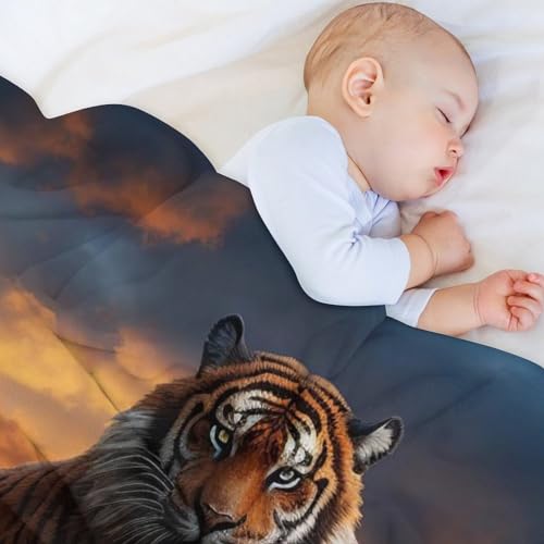 Manta de tigre mullida de 180x200 cm para noches de cine en el sofá 4