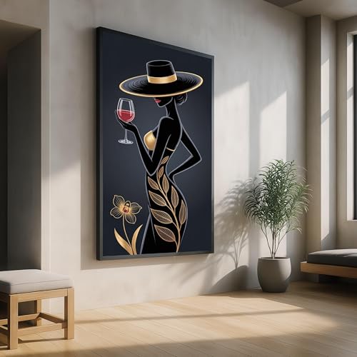 Affiche et impressions élégantes de femme avec robe feuille d'or au design raffiné