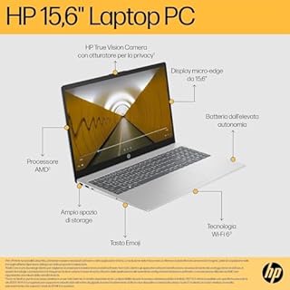 HP Laptop 15-fc0020sl, PC Portatile 15", Display 15.6" FHD Antiriflesso, Notebook, AMD Ryzen 3 7320U, 8GB RAM, 256GB SSD, AMD Radeon, Windows 11, Computer Portatile, Argento, QWERTY