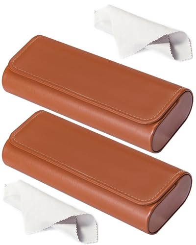 Image of RayLove Hard Shell Glasses Case, Lightweight Leather Eyeglass Case, Travel-Friendly Sunglasses Protector for Men & Women