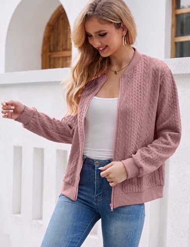 Image of Larmliss Women's Zip Up Cardigan Sweater Hoodies Long Sleeve Jacket Crewneck Casual Outerwear Spring Fall Trendy Coat Outfits