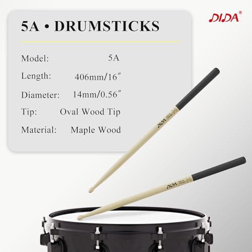Professional 5A Drumsticks - Natural Wood, Weight Balanced, Non-Slip Grip (2 Pairs) - Image 2