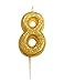 Produktbild CROSSWEAR AHC90/8 Zahlenkerze mit goldfarbenem Glitzer, geformt, Zahl 8, 6,9 cm, 1 Stück