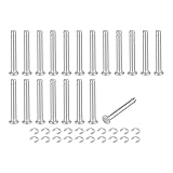 QUARKZMAN 20 Stück M4x30mm Zylinderstifte 304 Edelstahl Stift Zylindrischer Wellen-Sicherungsring-Positionierungsstift, Flachkopf gerillter Scharnier-Zylinder-Positionierungsstift, Silber