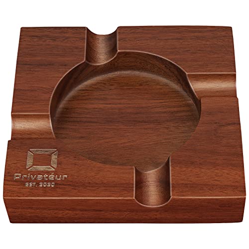 PrivatÃ©ur Cigar Cigarettes Wooden Ashtray- Ashtrays for men luxury, Accessories, Gift Set Men, Outdoor Ash Tray, Home Ashtrays, Vintage Large Trays Patio/ Garden/ Indoor, 5.9 X 1.18in, (PVTA4)