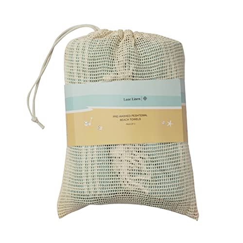 Lane Linen 100% Cotton Beach Towel With Bag 2 Piece Towels For Adults 39"X71" Pool Oversized Extra Large Quick Dry Sand - Yellow Lime #TOP7
