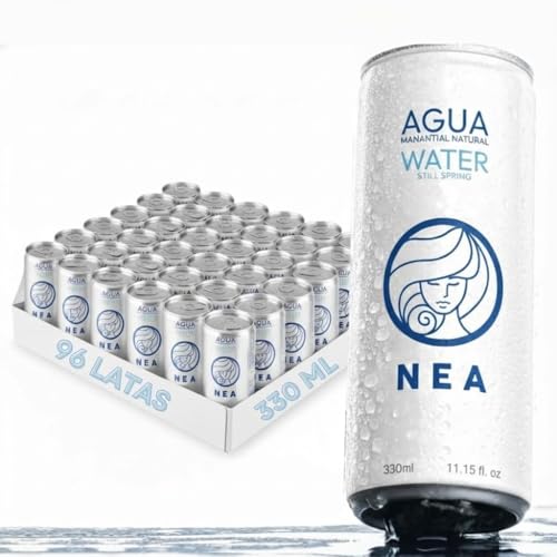 NEA Agua Mineral Natural Enlatada - Agua de Manantial Premium en Latas de Aluminio Sostenible - Sin Plástico Sin BPA 330ml (4 Cajas - Pack de 96)