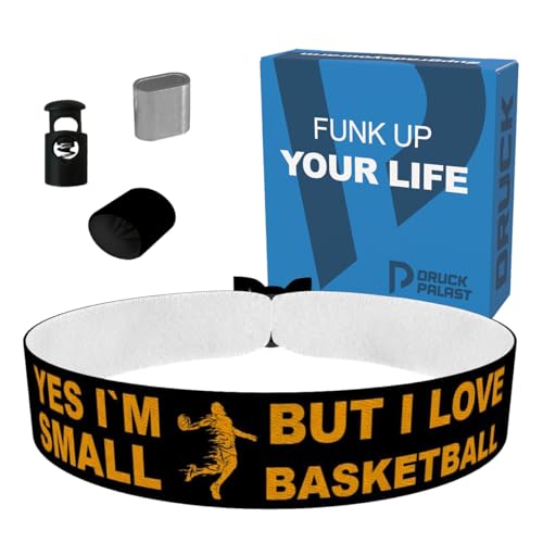 Small, but I love Basketball schwarz - Stoffarmband aus Satin - Wasserfest & langlebig - Geschenk für Sportbegeisterte - Basketball Fanartikel - Sportliches Zubehör - Unisex Armband