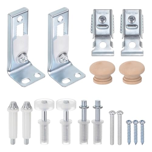 uxcell Kit de Herrajes para Puerta Bifold incluye Pivote Superior e Inferior, Soporte y Rueda Guía, Perilla y Tornillos para Puerta Plegable de Clóset miniatura 1