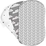 Bear's Little Fish- Spannbetttuch für die Wiege - 3er-Pack aus 100% Atmungsaktiver Baumwolle für Junge und Mädchen, Passend für die Meisten Bettlakenunterlagen (Grau)