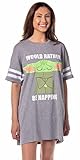 INTIMO Star Wars Women's The Mandalorian Baby Yoda Grogu Funny Nightgown Sleep Pajama Shirt (X-Large) Grey