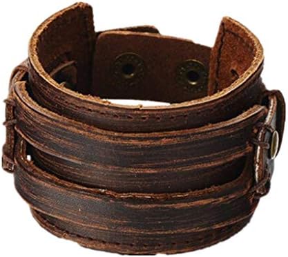 MULBA Brown Men's Antique Leather Bracelet, Band Artisan Jewellery Sl2256, One Size, No Stone