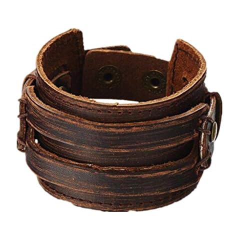 Brown Leather Men's Cuff Bracelet Cover